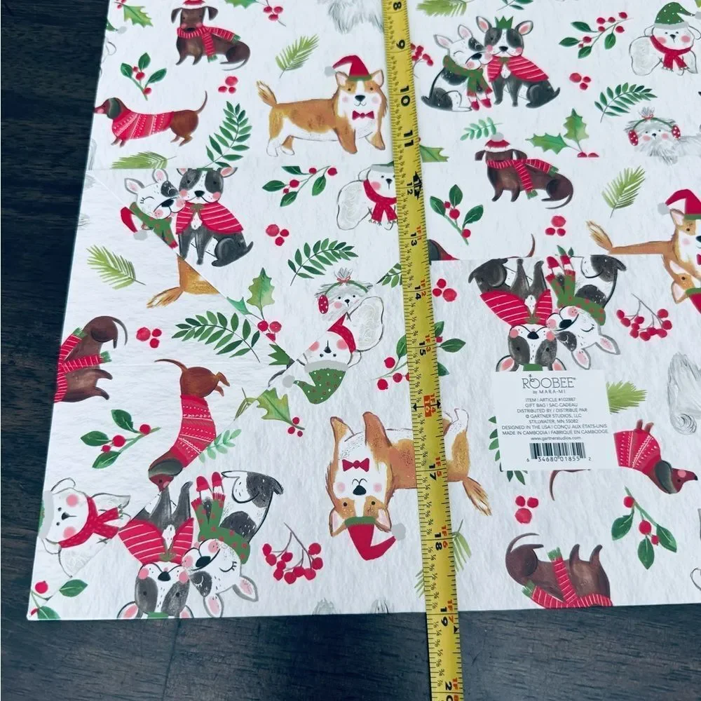Christmas Holiday Dogs Large Gift Bag